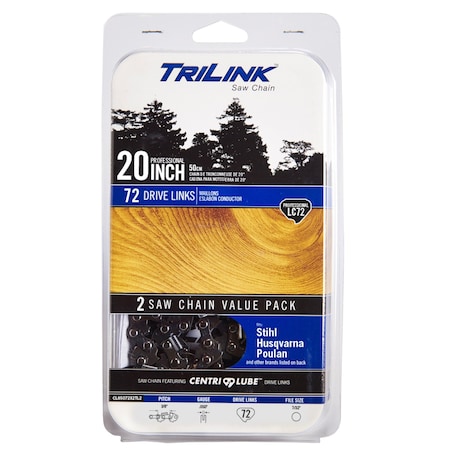 Trilink Chainsaw Chain 3/8 STD Chisel .050 72DL 2 for Solo 603 D72T-72V; CL85072X2TL2